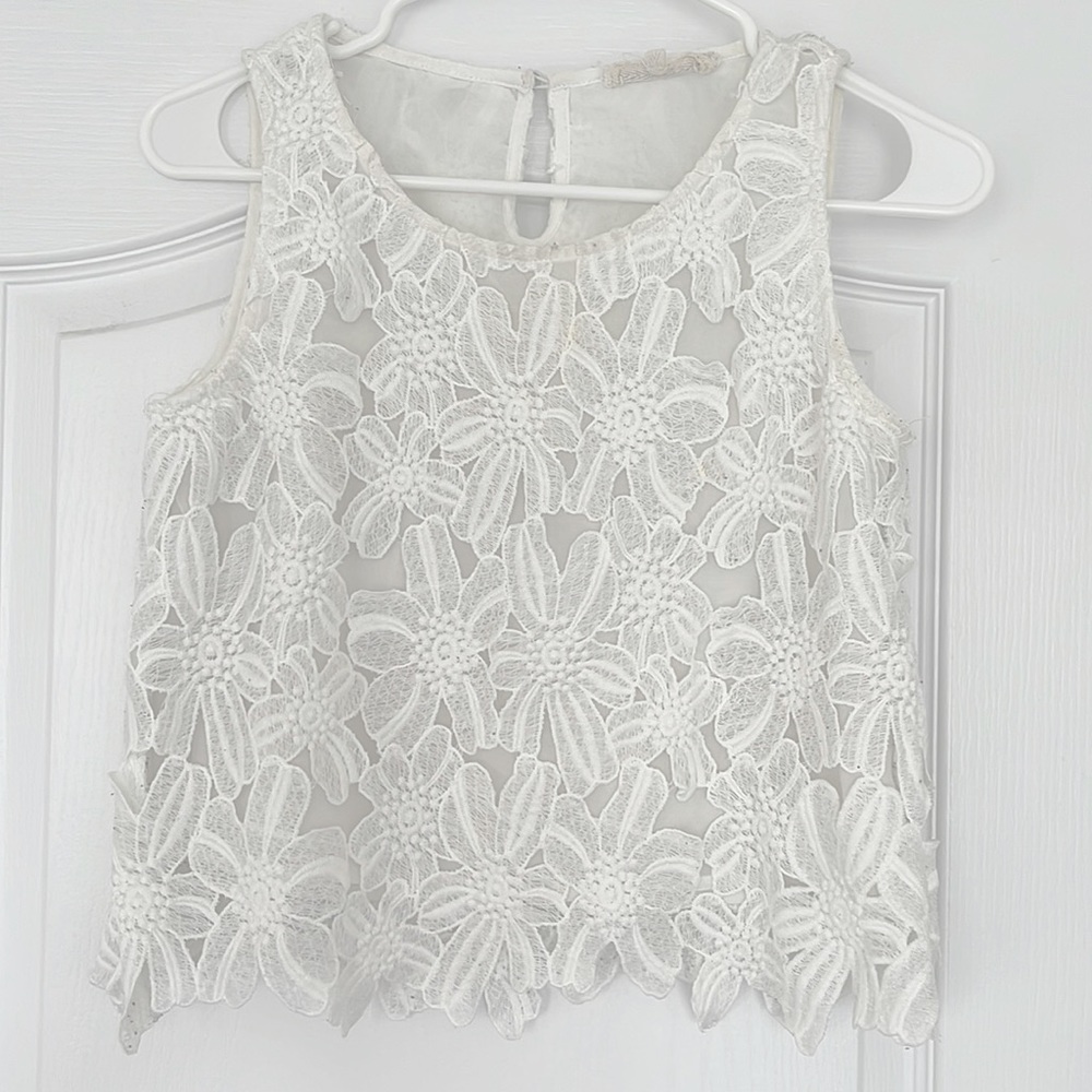 White Lace Floral Top